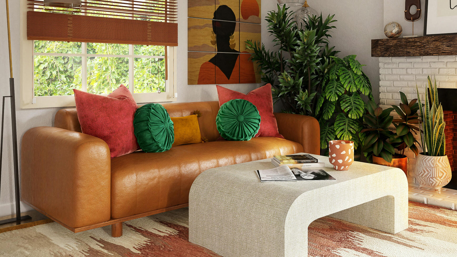 Wohnzimmer im Afrohemian Dekor