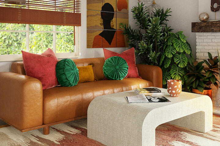 Wohnzimmer im Afrohemian Dekor